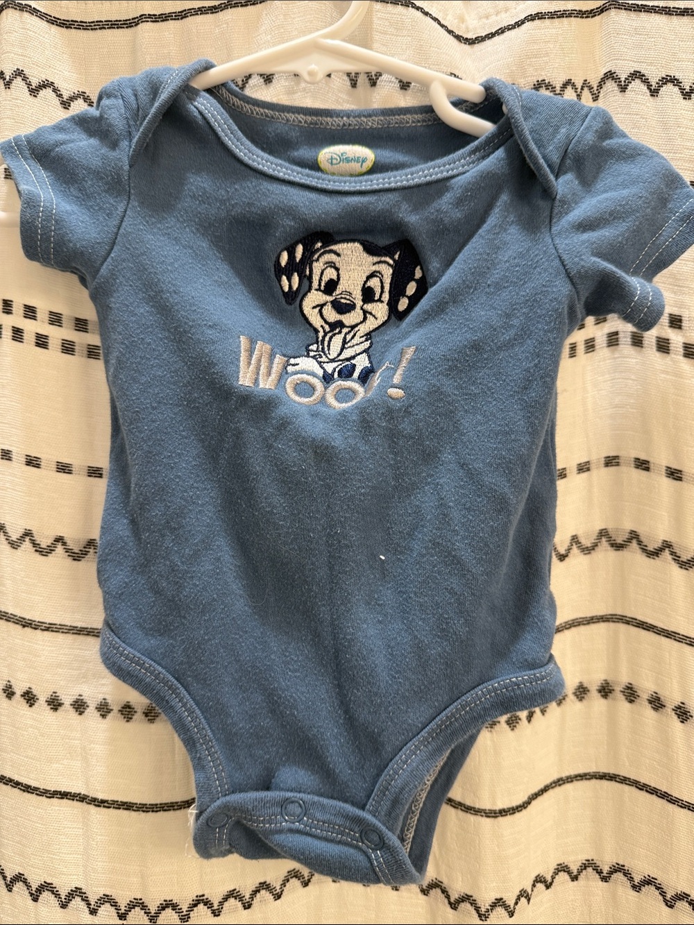 Early 2000’s Disney Blue Dalmatian Embroidered Baby One-Piece Bodysuit